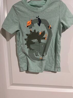 Carter's Light Green Short Sleeve Tee with Dark Green & Orange Dino Graphic